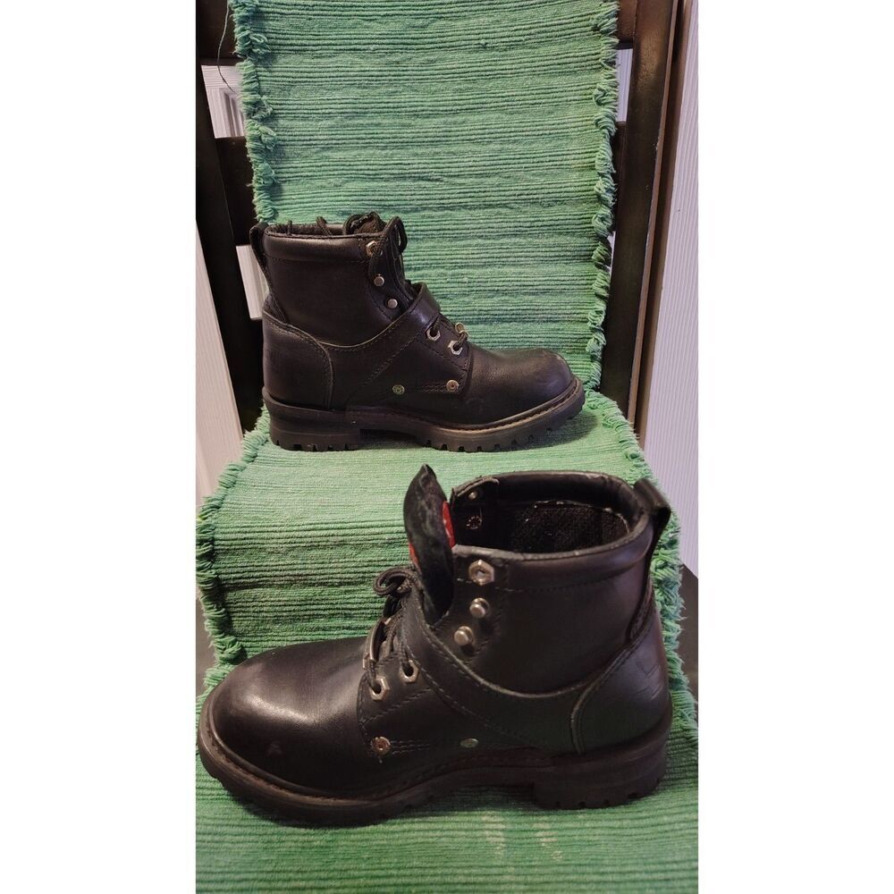Harley Davidson Women's 6.5 Leather Black Buckle Boots